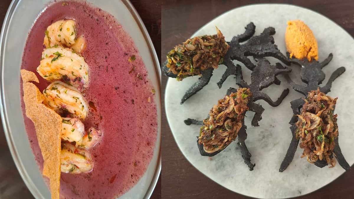 (Left) Kokum Prawns, and (right) Sukat