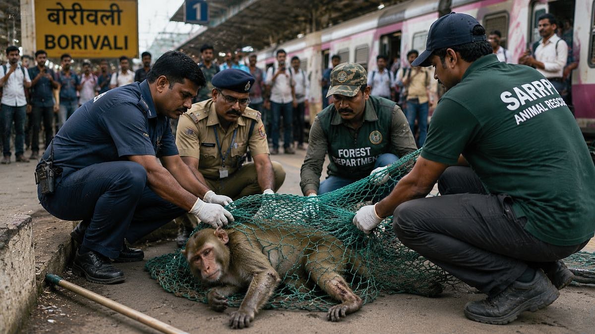 Mumbai: Injured Monkey Rescued From Borivali Station After 3-Hour Operation During Peak Rush