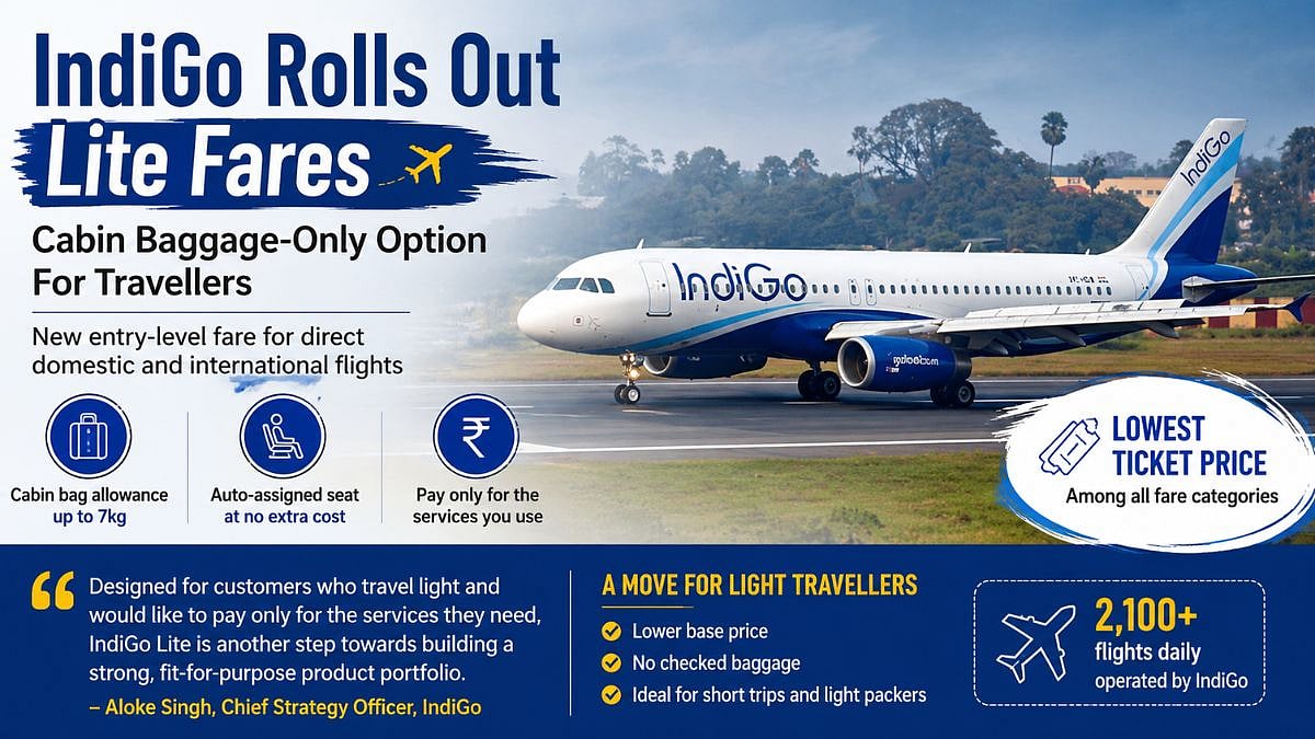 IndiGo Launches Lite Fare With Cabin Baggage-Only Option For Domestic And International Travellers