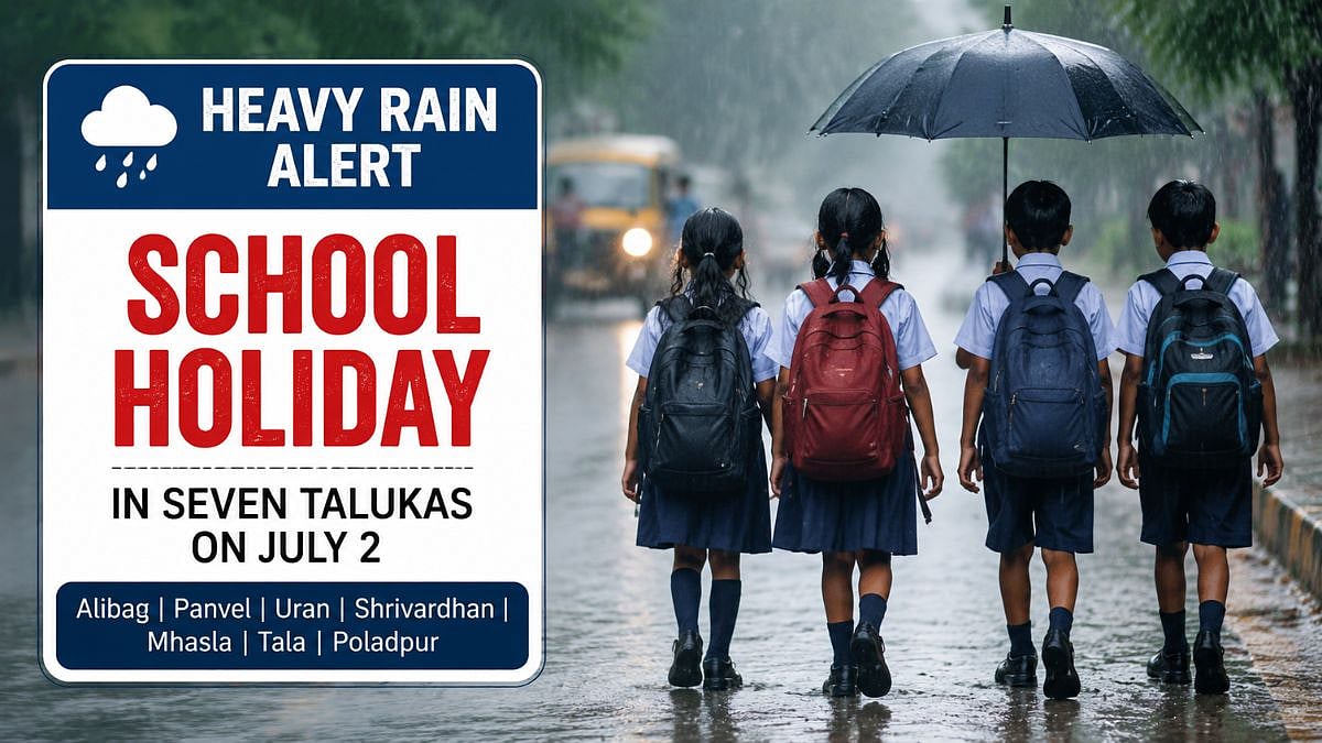 Raigad Declares School Holiday In Seven Talukas On July 2 Amid IMD Heavy Rain Alert