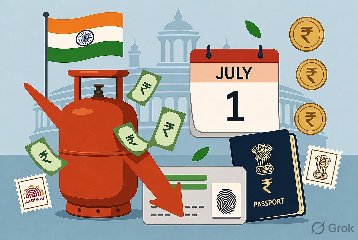 July 1 Rule Changes: LPG Prices Cut, Passport Fees Revised, Aadhaar Update And More