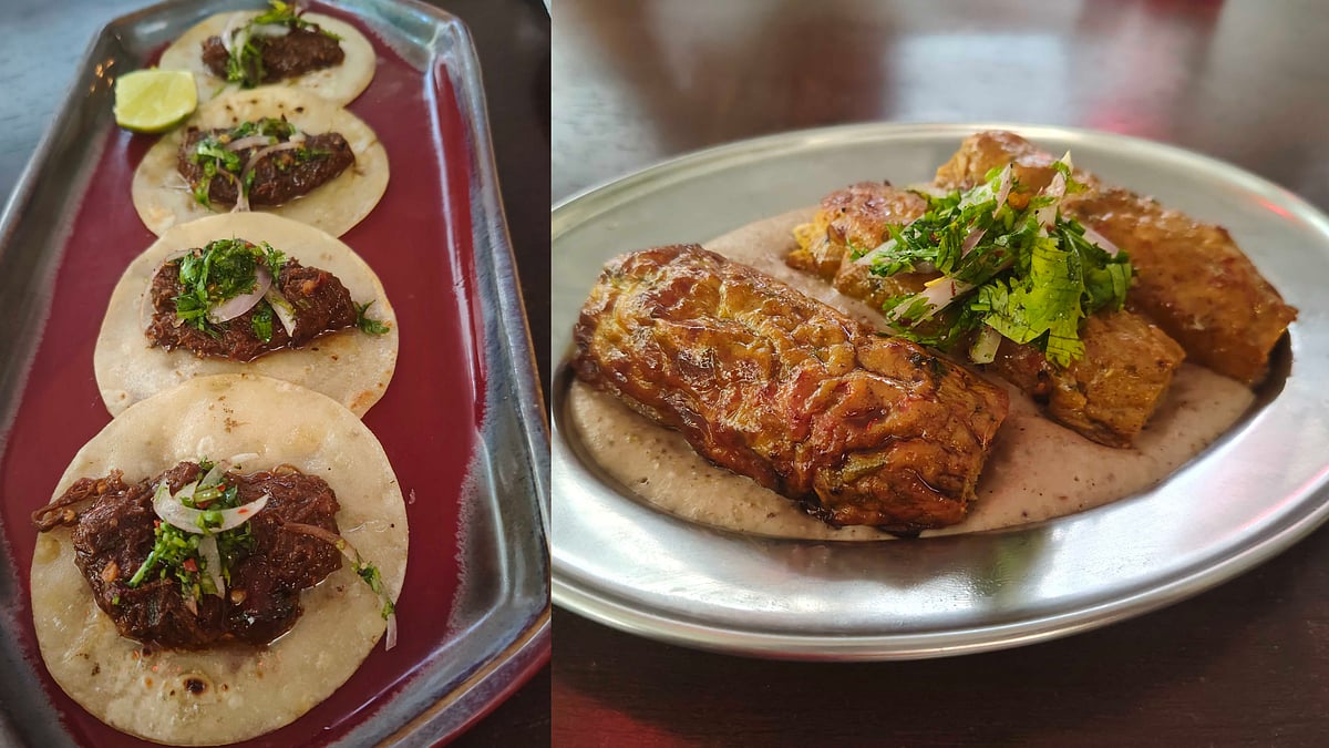 (Left) Lamb Tacos Chimichurri, and (right) Chicken Kebab