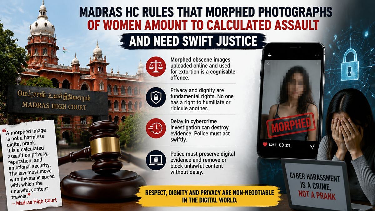Madras HC Rules That Morphed Photographs Of Women Amounts To Calculated Assault And Needs Swift Justice