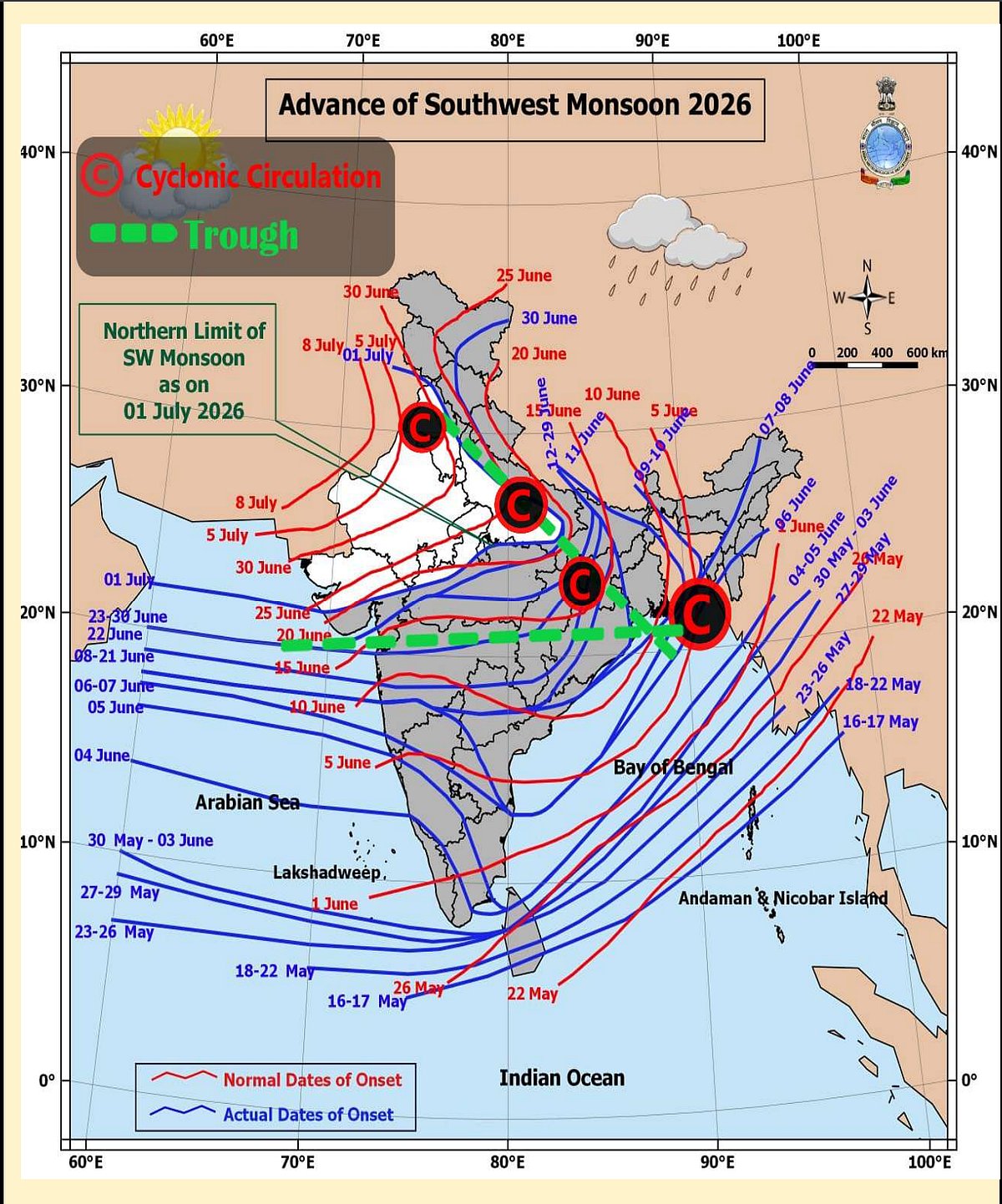 Weather systems affecting Madhya Pradesh at present