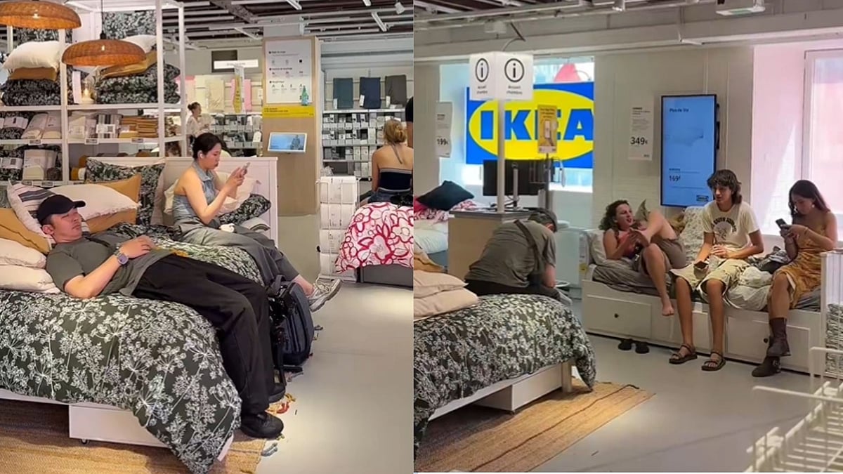 Parisians Are Gathering In IKEA To Seek Relief From Heatwave; Viral Shows People Resting Inside Store - WATCH 