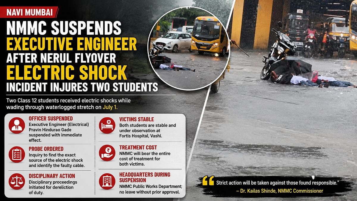Navi Mumbai: NMMC Suspends Executive Engineer After Nerul Flyover Electric Shock Incident Injures 2 Students