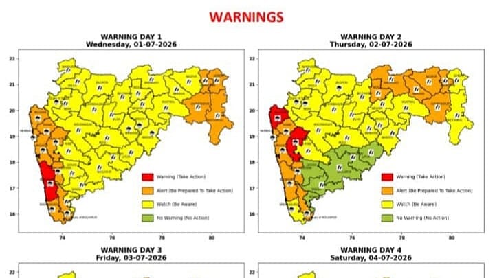 Red Alert Issued for Pune Ghats Till July 4; City Likely To Receive Steady Rain, Says IMD