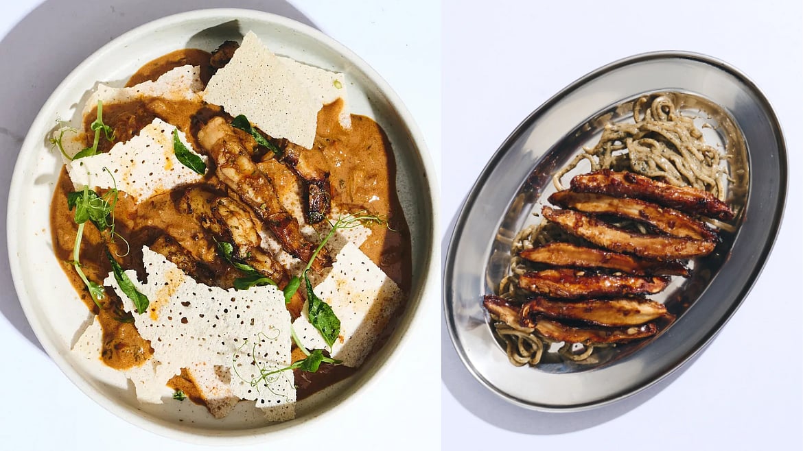 Appa's Yetti Roti and Nori Noodles with BBQ Mushrooms