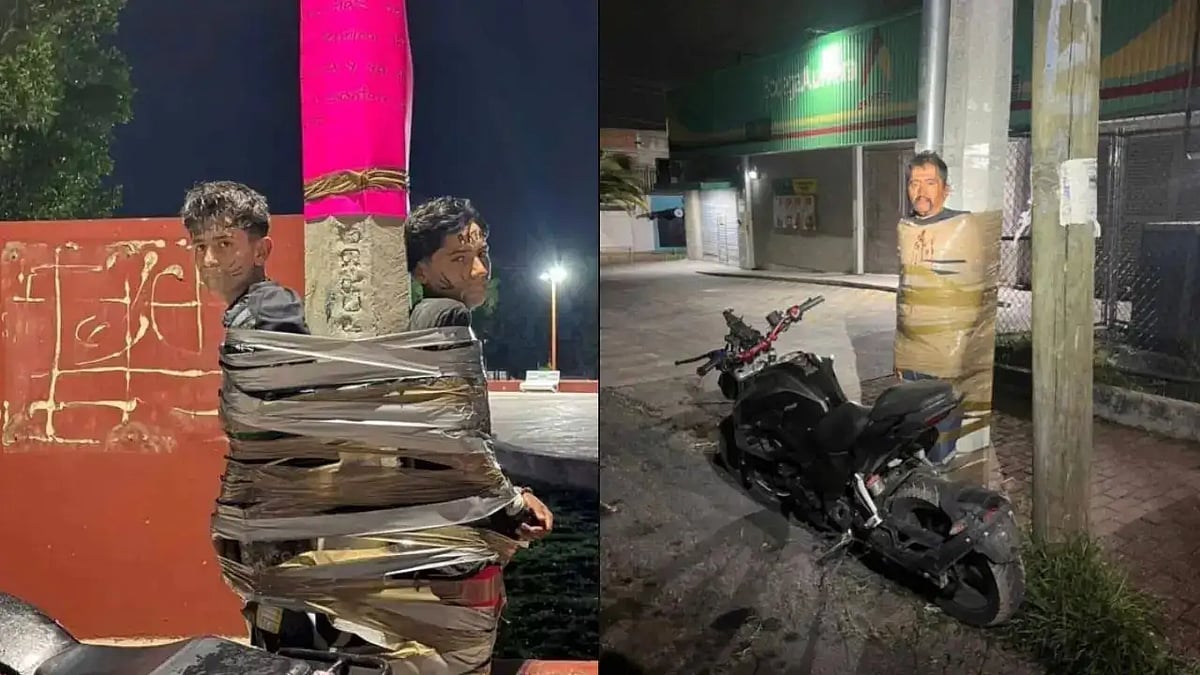 'Batman' Of Mexico Goes Viral For Finding Motorcycle Thieves & Taping Them To Poles As Punishment - VIDEO