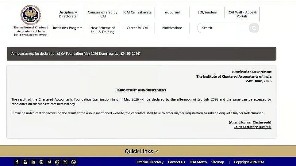 ICAI CA Foundation Result 2026 To Be Announced Today At 11 AM; Here's How To Check Scorecard
