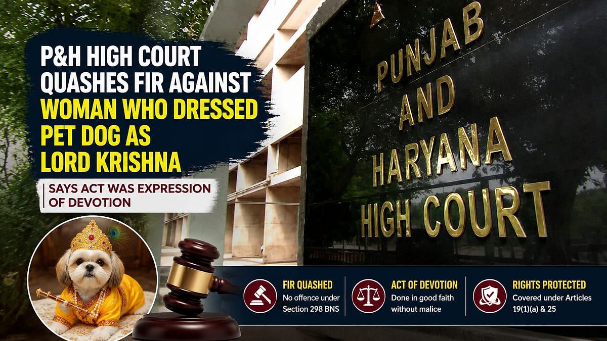 Punjab And Haryana HC Quashes FIR Against Woman Over Pet Dog Dressed As Lord Krishna, Says Act Was Protected Expression Of Devotion