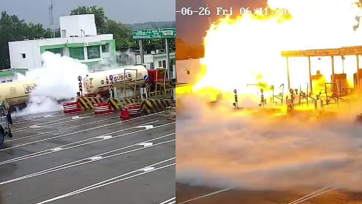 UP Toll Plaza Horror: 4 Dead After LPG Tanker Leaks, Triggers Massive Fire In Kaushambi; CCTV Footage Viral