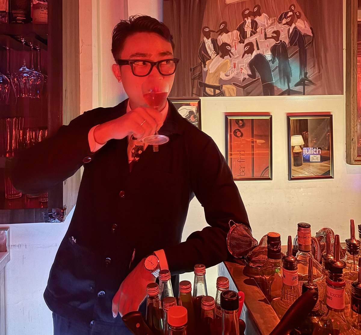 Head bartender Laksh Tamang sipping on Barfind libation