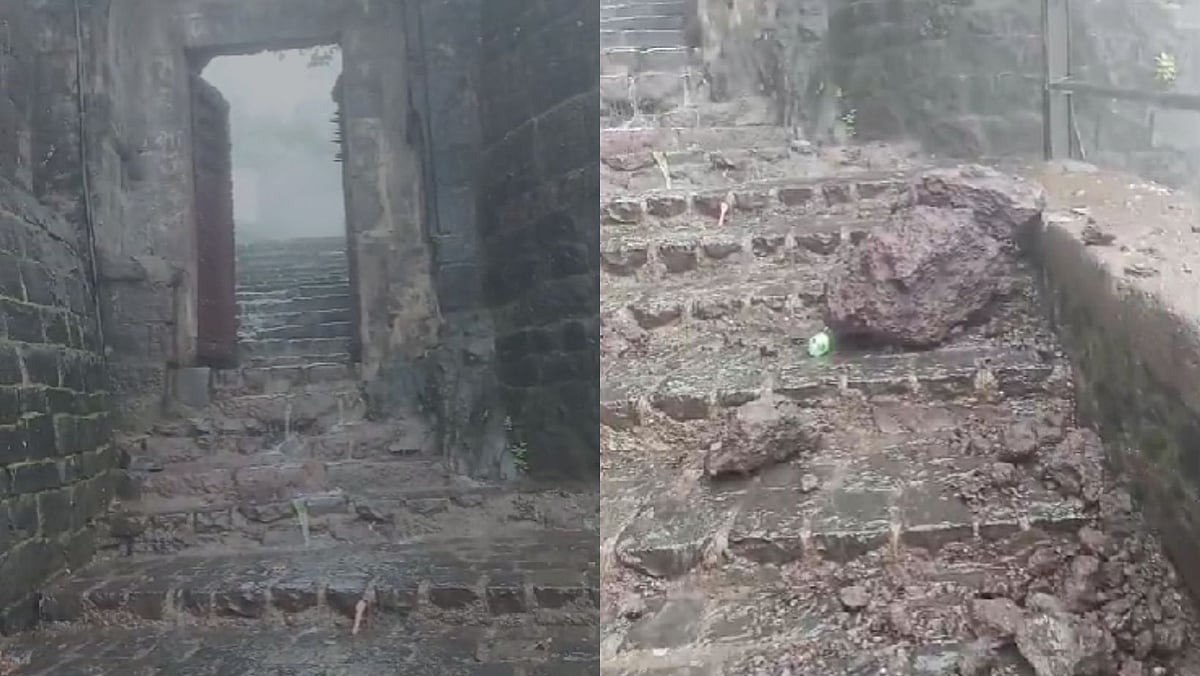 VIDEO: Landslide Near Entrance Of Pune's Sinhagad Fort Forces Closure
