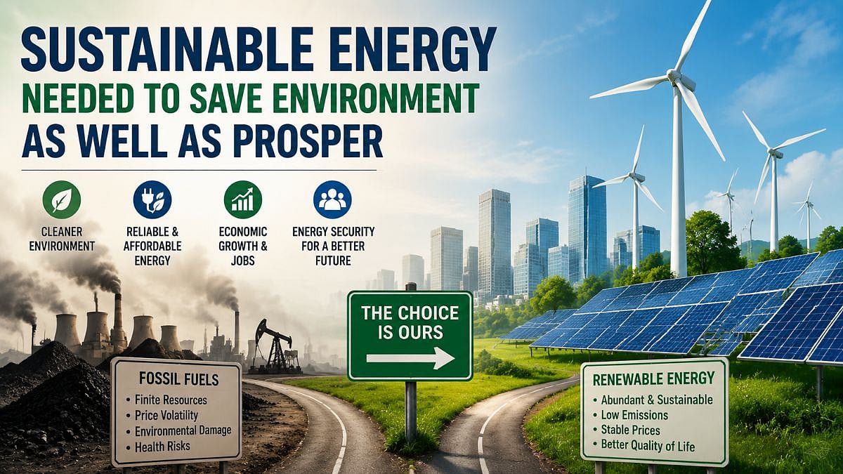 Sustainable Energy Needed To Save Environment As Well As Prosper
