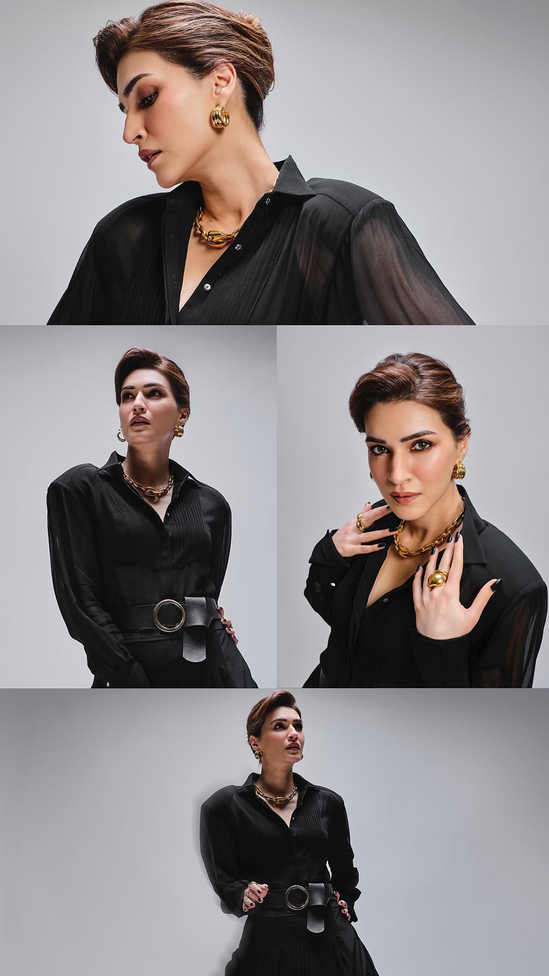 Kriti Sanon Slays In Power Dressing Tuxedo-Inspired Look, Sleek Short Hair And Chunky Gold Jewellery At Mumbai Event