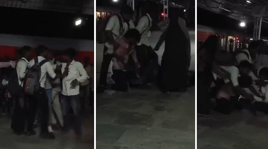Youth Thrashed With Slippers After Seat Dispute On Sampark Kranti Express Spills Onto Harpalpur Railway Station In MP's Chhatarpur | VIDEO