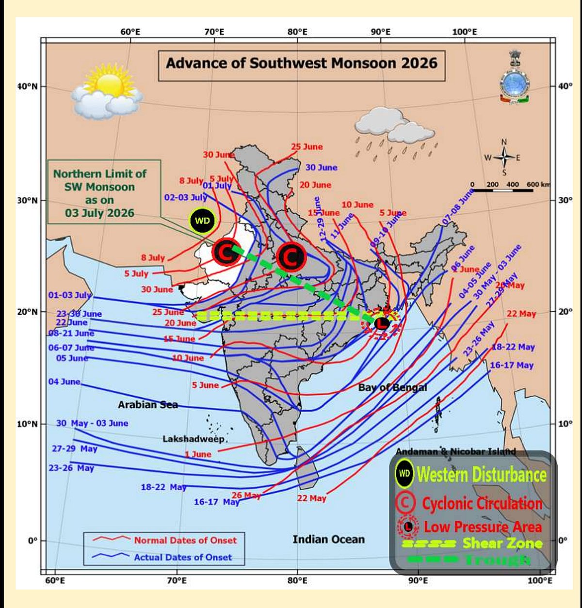 Weather systems affecting Madhya Pradesh at present 