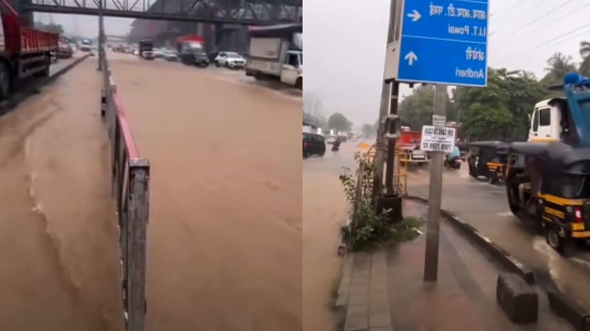 Mumbai Monsoon Mayhem: Roads, Footpaths Submerged On Western Express Highway In Goregaon East, Amid Heavy Rainfall - VIDEO