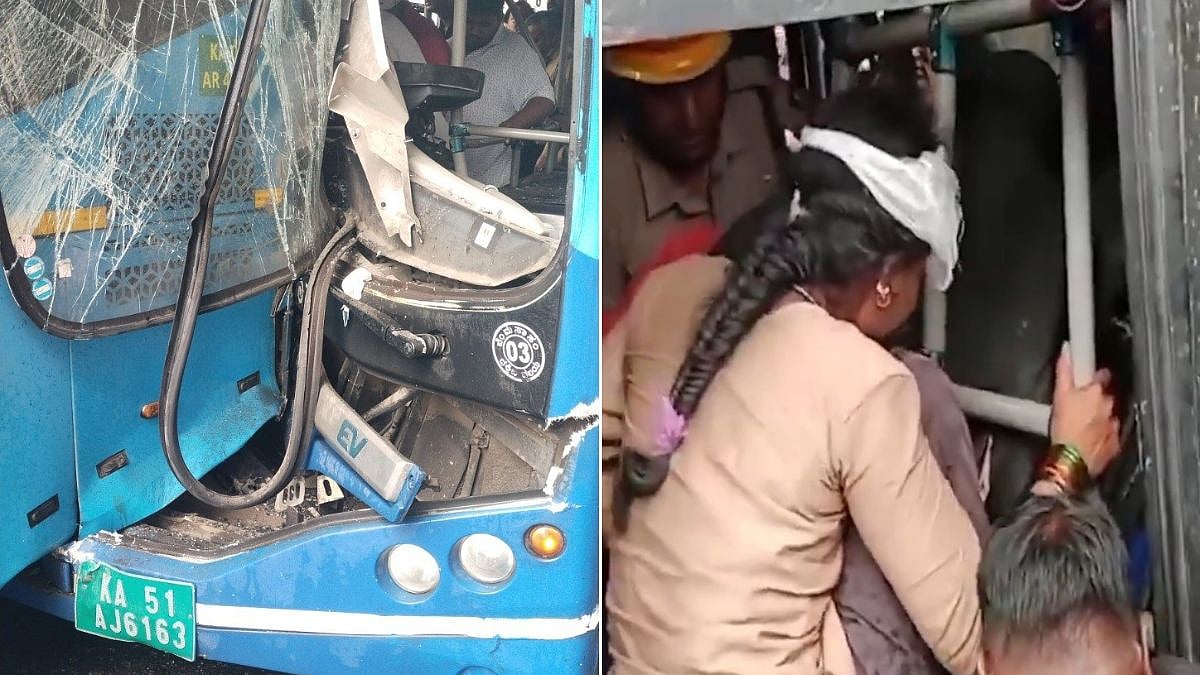 Bengaluru: BMTC Bus Rams Stationary Vayu Vajra At KR Circle Signal, Several Passengers Injured; Driver Suffers Severe Head Injuries | Video