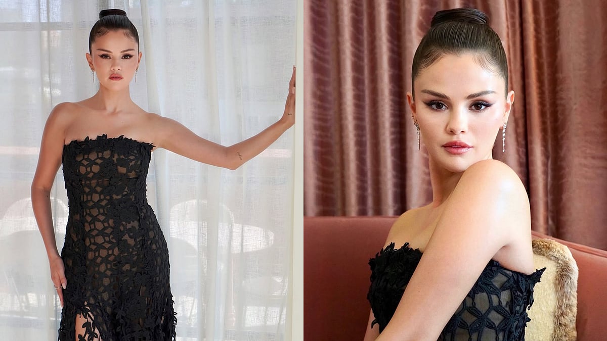 Selena Gomez Looks Romantic At Taylor Swift  & Travis Kelce's Rehearsal Dinner In Strapless Black Gown 