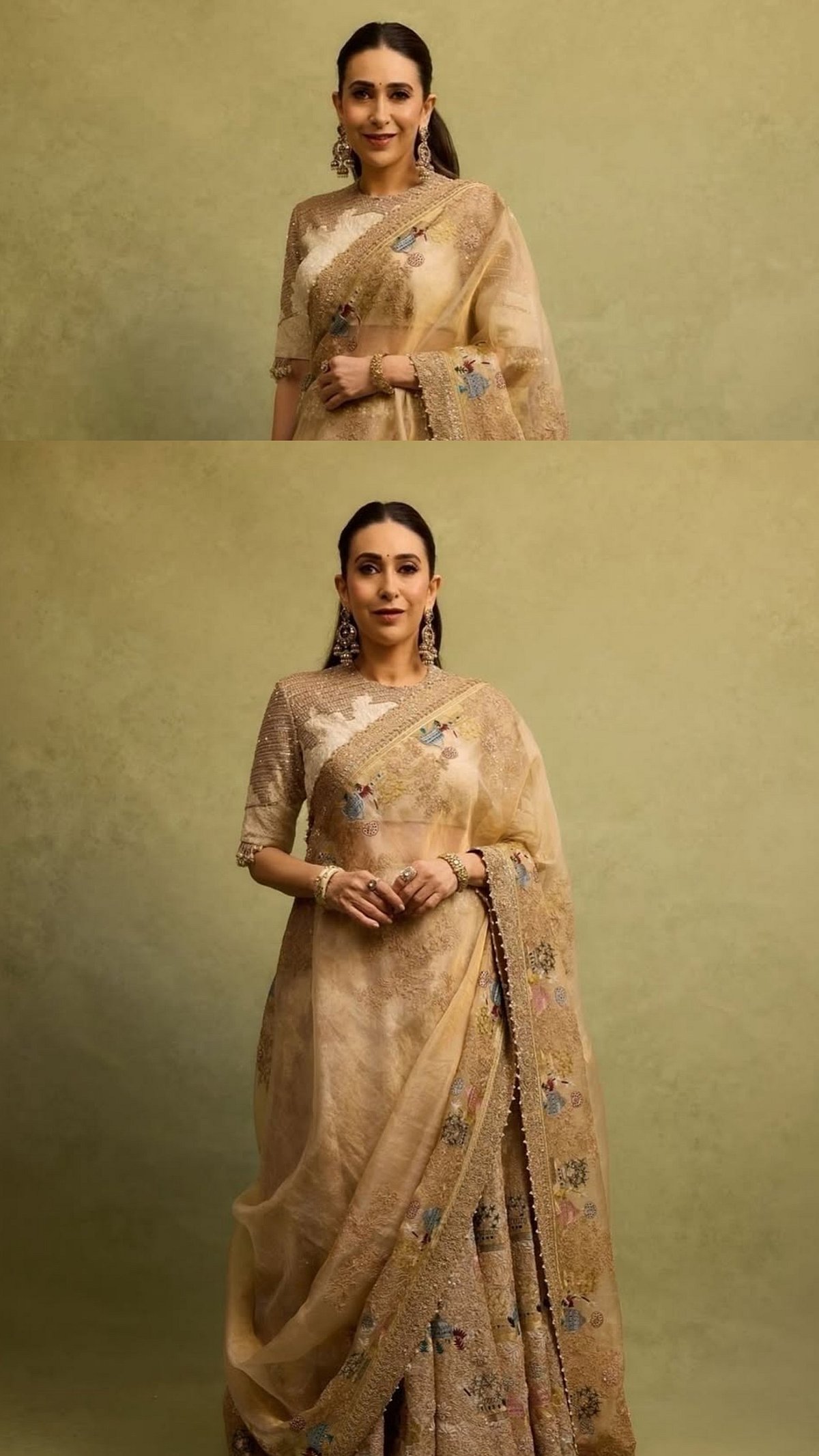 Karisma Kapoor Looks Like A Royal Princess In Ivory Lehenga By Anamika Khanna