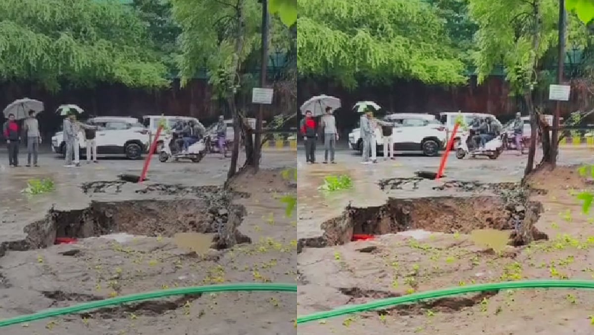 VIDEO: Massive Road Cave-In Creates 15-Foot Crater In Nashik's Satpur