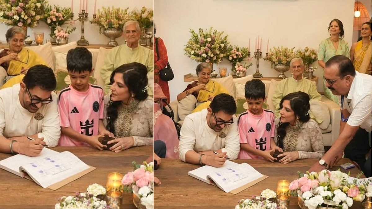 Aamir Khan & Gauri Spratt Wedding Looks Revealed; Actor Compliments Her Ivory Bridal Ensemble In White With Luxe Brooch