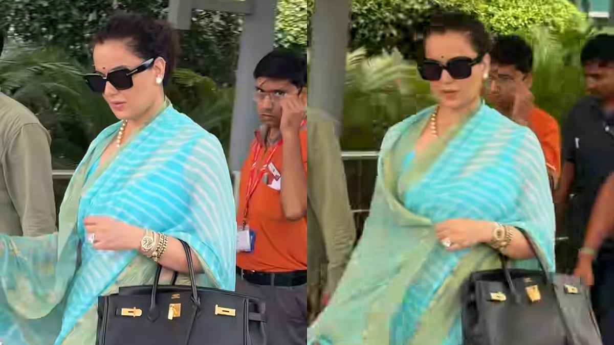 Kangana Ranaut Channels Rajasthani Elegance In Leheriya Saree With Luxe Diamonds & Pearls
