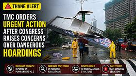 Thane hoarding collapses on Pokhran Road No. 2 amid gusty monsoon winds