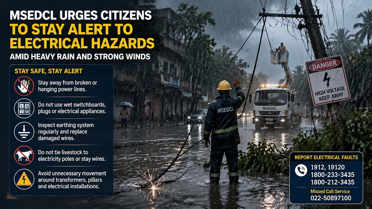 Maharashtra Rains: MSEDCL Urges Citizens To Stay Alert To Electrical Hazards Amid Heavy Rain And Strong Winds