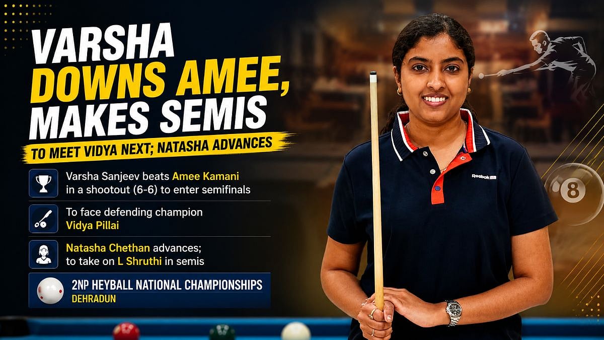Heyball National Championships: Varsha Sanjeev Enters Women's Semifinals After Shootout Win Over Amee Kamani