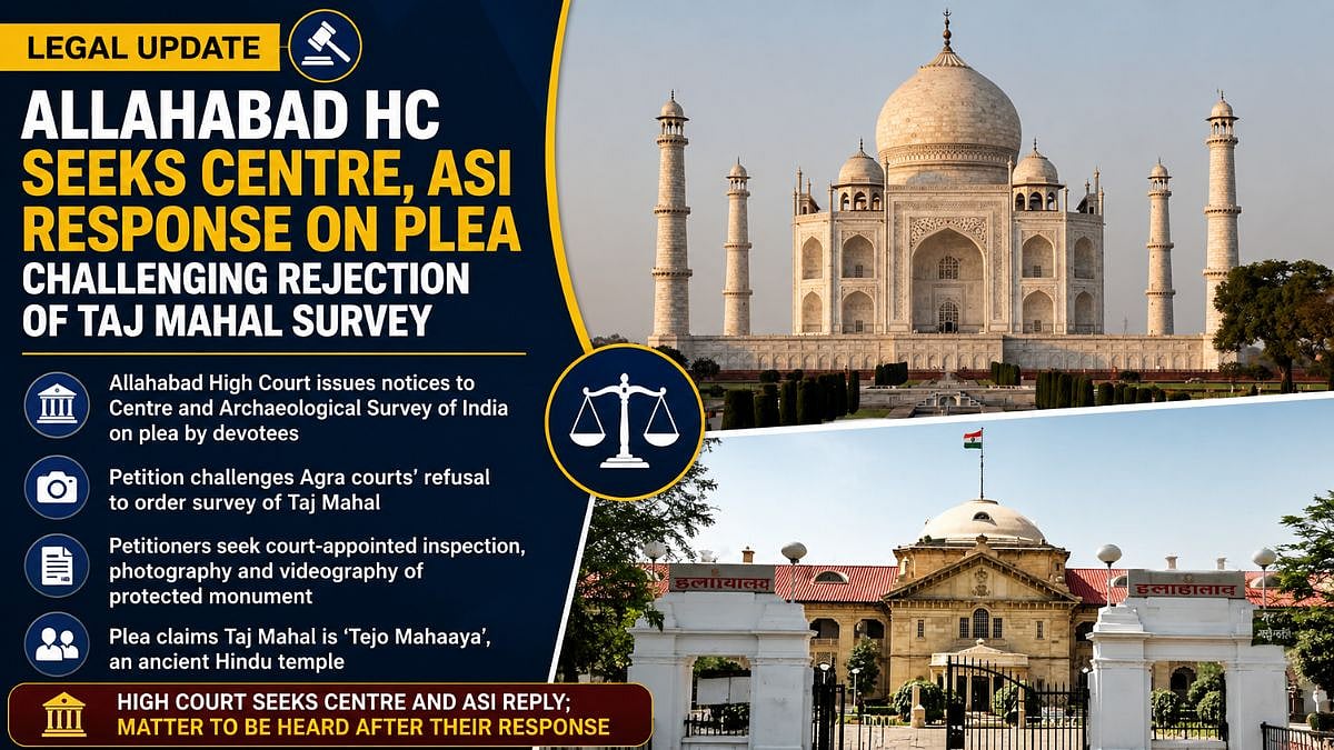 Allahabad HC Seeks Centre, ASI Response On Plea Challenging Rejection Of Taj Mahal Survey