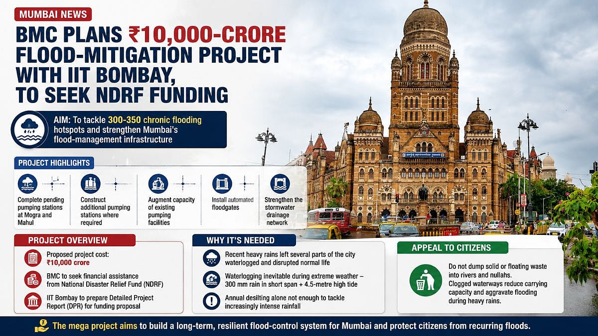 Mumbai: BMC Plans ₹10,000-Crore Flood-Mitigation Project With IIT Bombay, To Seek NDRF Funding