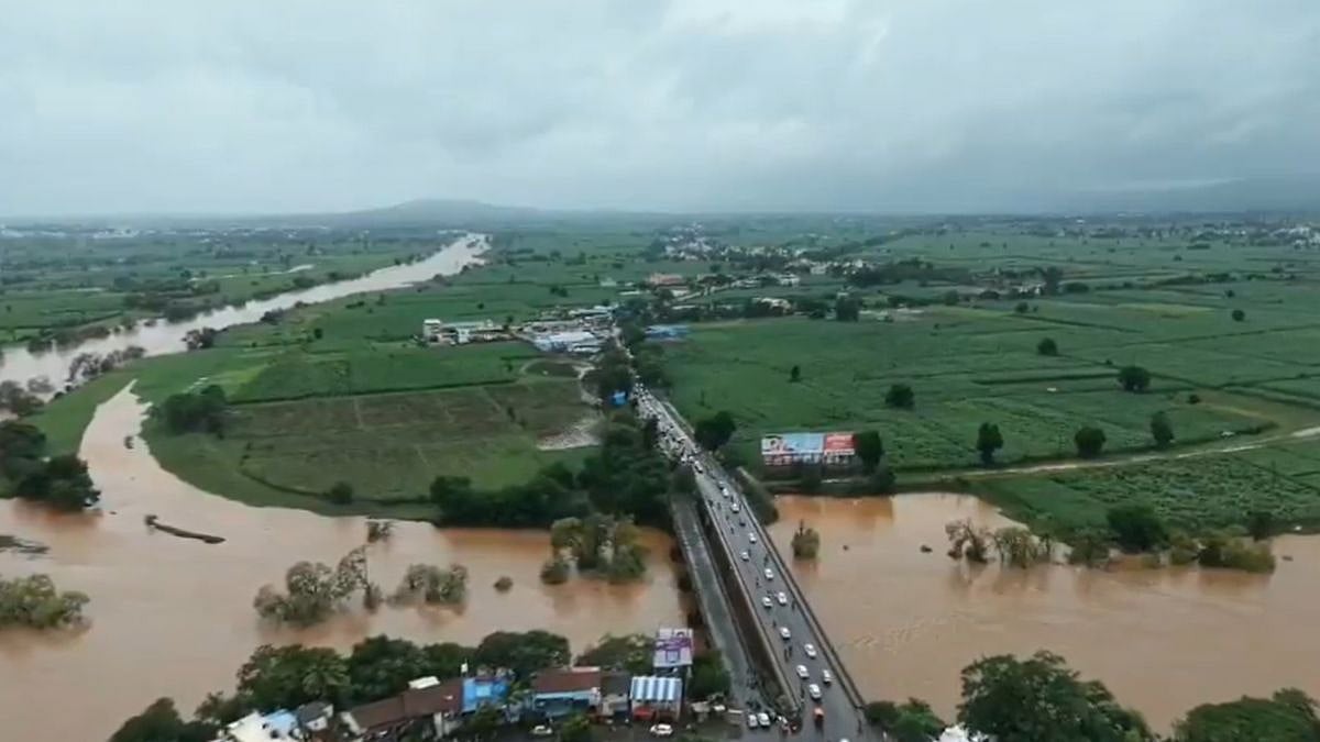 Kolhapur Floods: Drone Footage Shows Panchganga River Overflowing After Heavy Overnight Rain