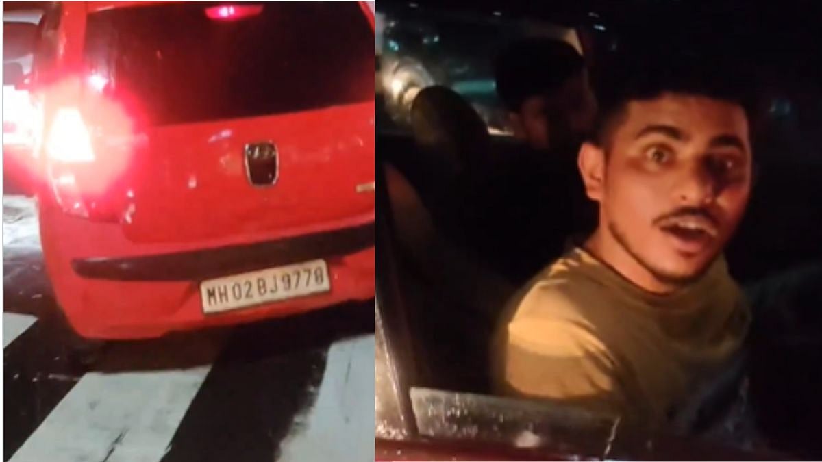 Mumbai: Car Driver On Wrong Side Flashes Middle Finger After Hitting Elderly Man, Another Person; Hurls Abuses At Bystander | Video