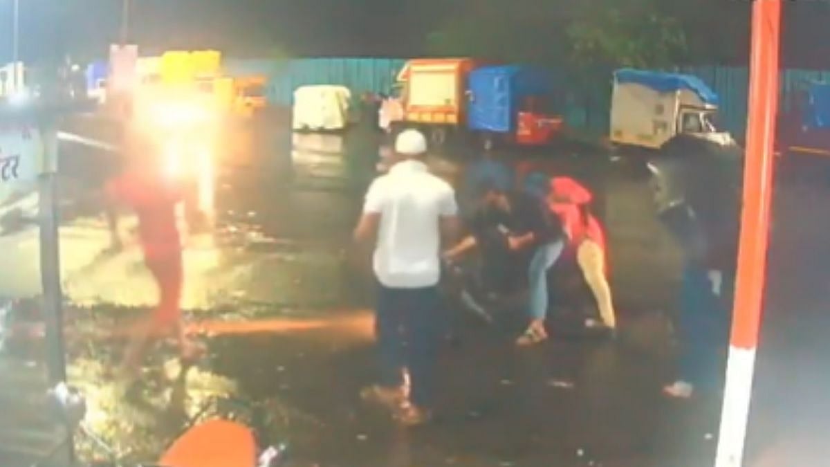 VIDEO: Moving Motorcycle Falls Into Uncovered Excavated Pit In Kalyan; Biker & 2 Others Escape Major Mishap