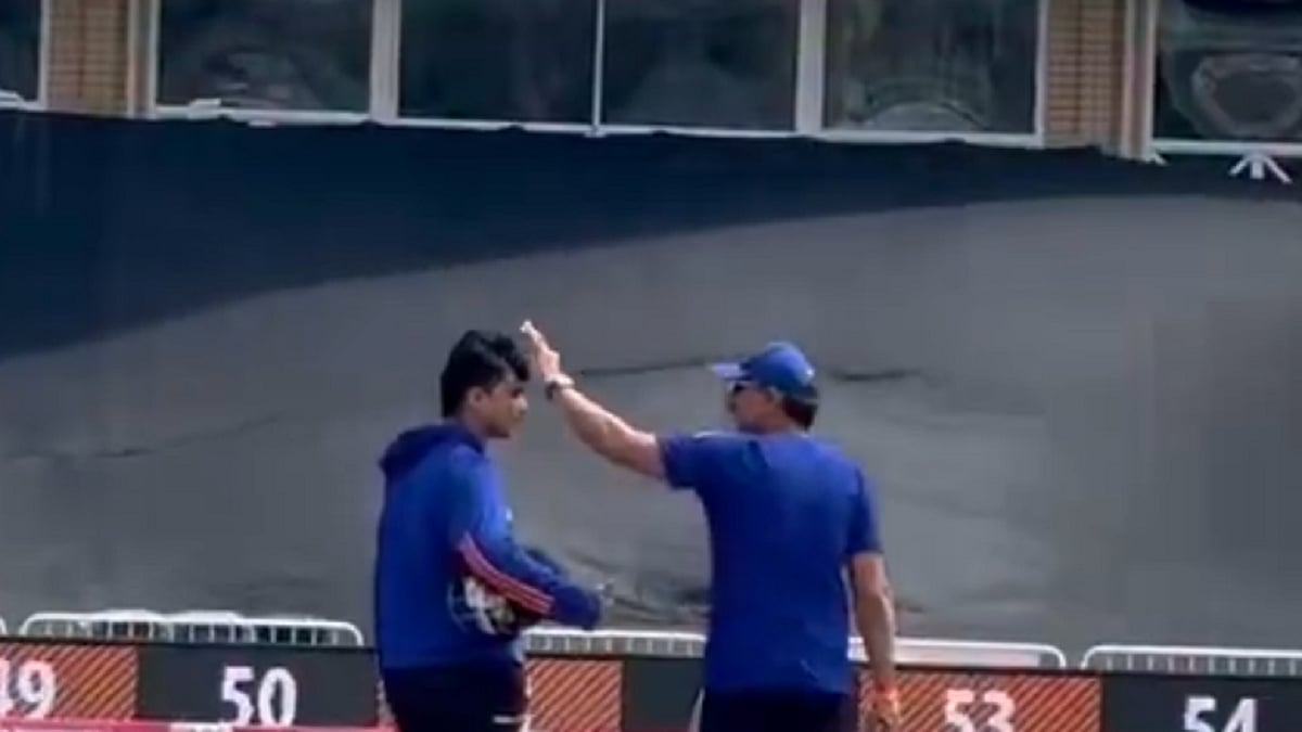 Vaibhav Sooryavanshi Gets Evil Eye Warded Off By Batting Coach Kotak Ahead Of IND Vs ENG 3rd T20I At Trent Bridge | VIDEO