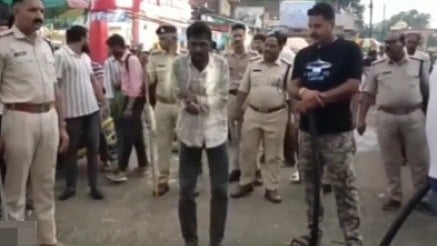 Cow Slaughter Accused Marched Through Streets In Handcuffs, Made To Do Sit-Ups In MP's Ujjain | VIDEO