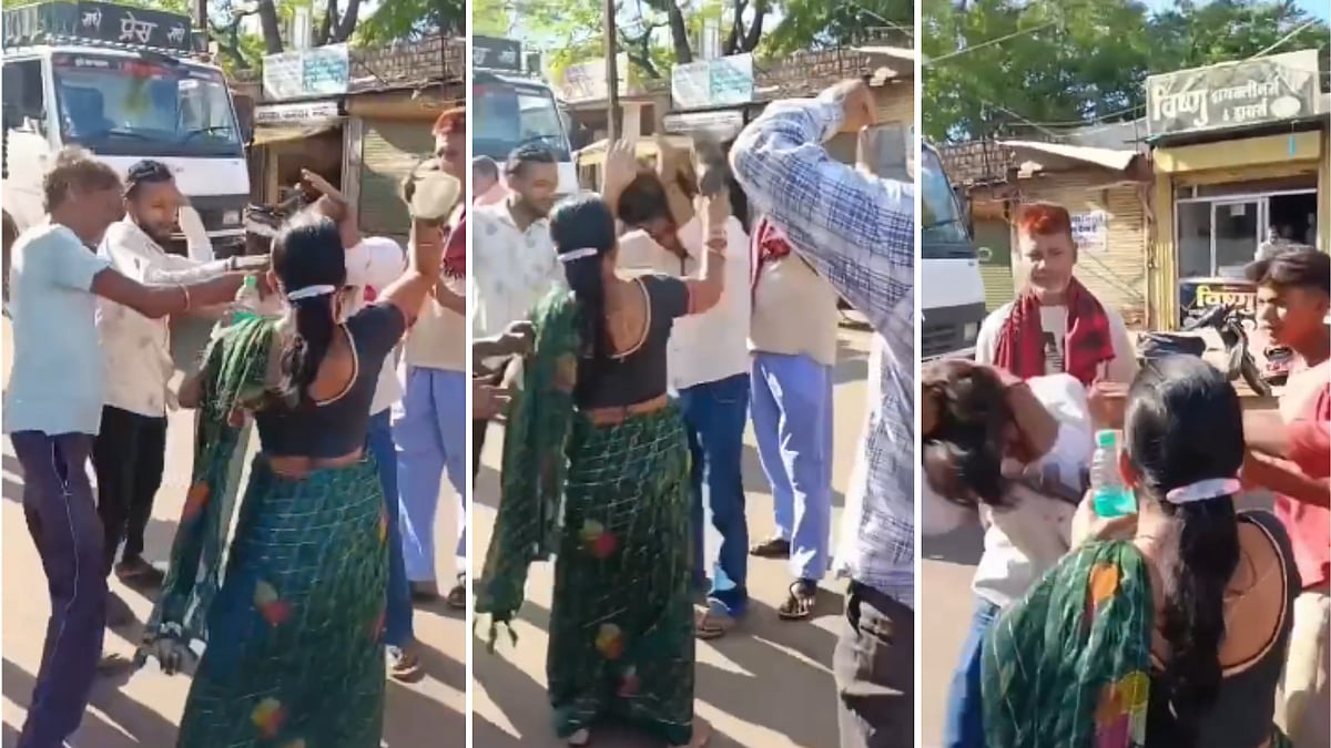 Man Publicly Thrashed With Slippers By Girlfriend's Mother Over Marriage Dispute In Shivpuri; Was Booked Under POCSO -- VIDEO