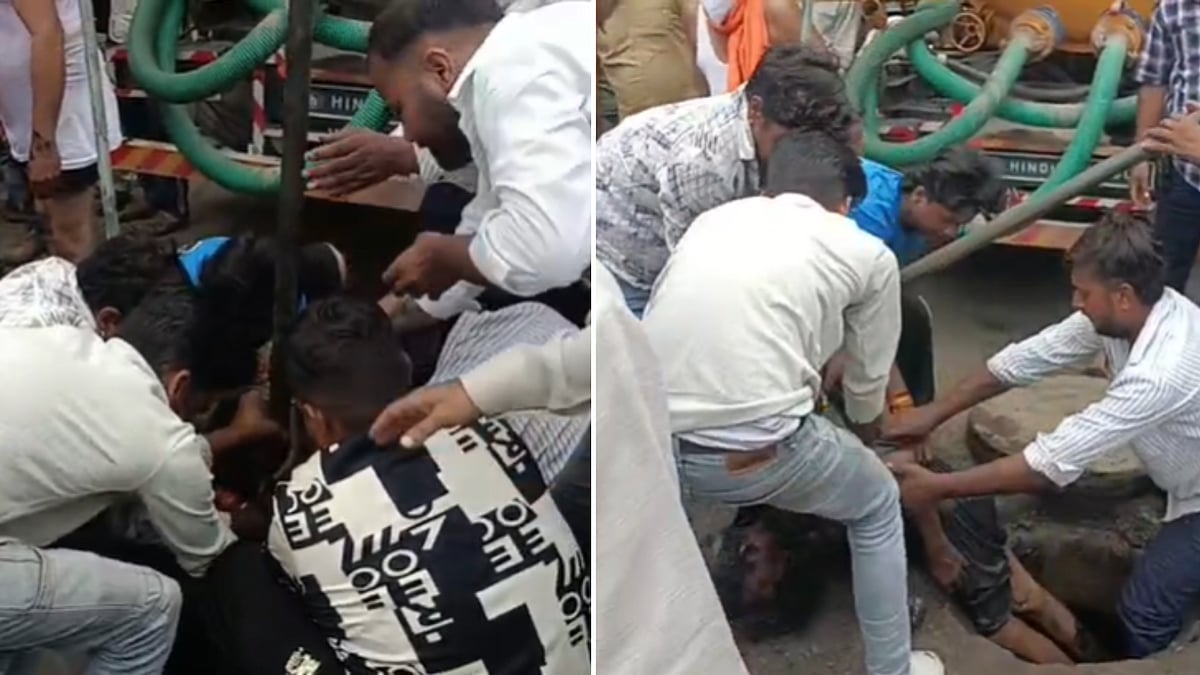 3 Labourers Rescued After Falling Unconscious Inside Sewer Chamber In Ujjain -- VIDEO 