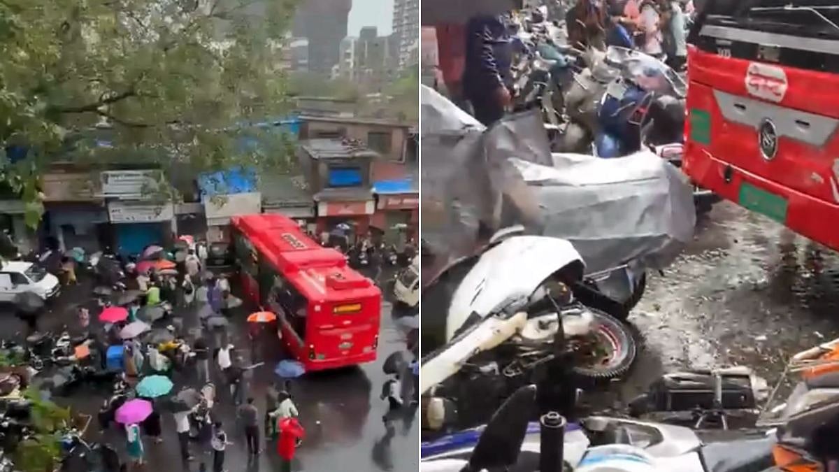 Mumbai: BEST Bus Hits Pedestrian While Reversing In Bhandup, Damages 3 Parked Vehicles | Video
