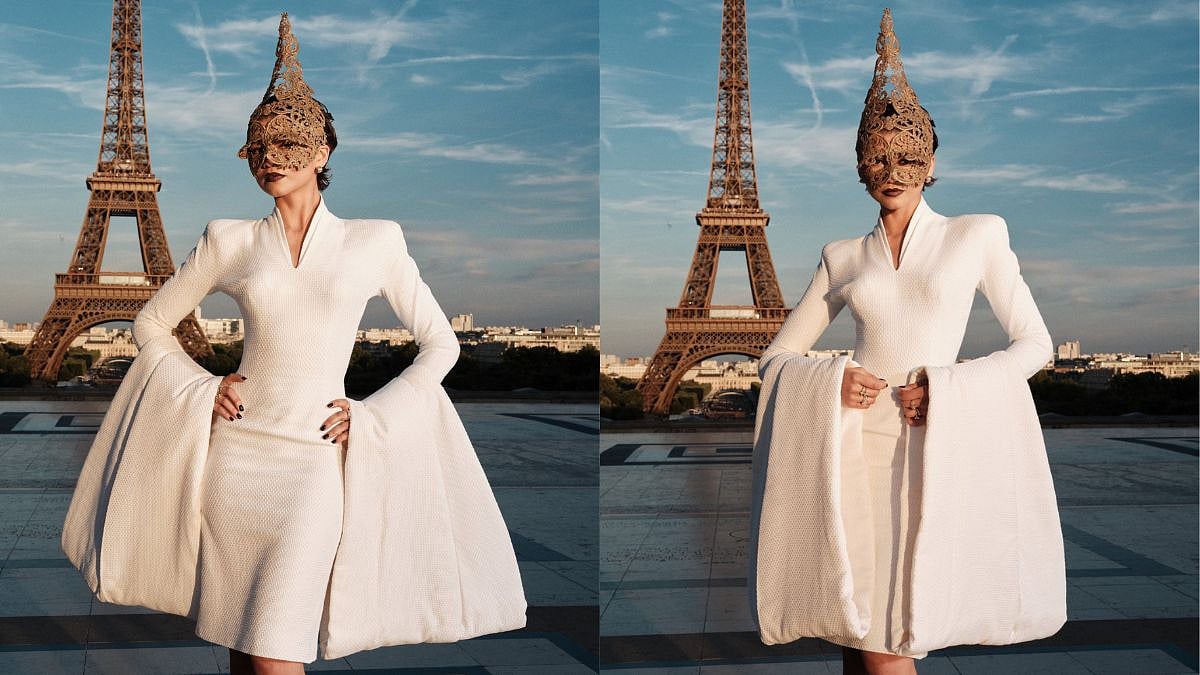Zendaya Revives Rare 1997 Alexander McQueen Look With Dramatic Gold Face Mask At The Odyssey Paris Event