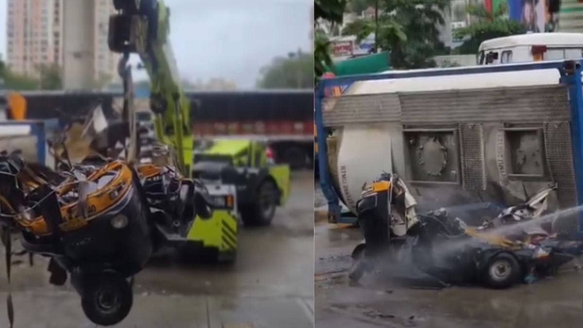 2 Killed, 1 Injured After Tanker Crushes Auto-Rickshaw In Thane's Kavesar Area - Video