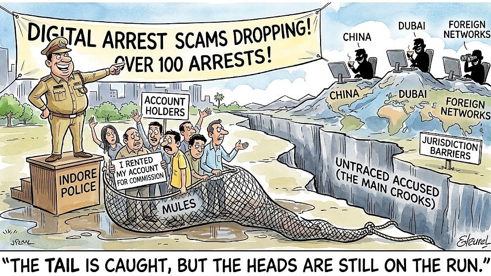 Digital Arrest Scams Decline In Indore, But 70% Of Cyber Fraud Accused Still At Large