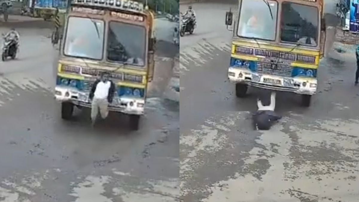 On Cam: Karnataka Woman Miraculously Survives After Out-of-Control Truck Runs Over Her In Tumkur