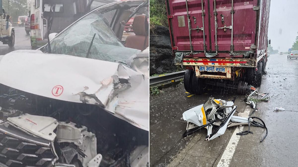 Mumbai-Pune Expressway Tragedy: 2 Killed, 4 Injured After Ertiga Taxi Crashes Into Stationary Trailer Near Madap Tunnel
