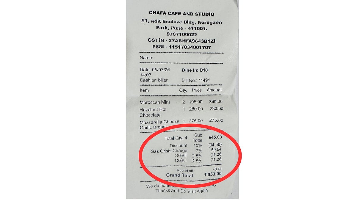 Pune Cafe Faces Complaint Over 'Gas Crisis Charge' On Customer Bills