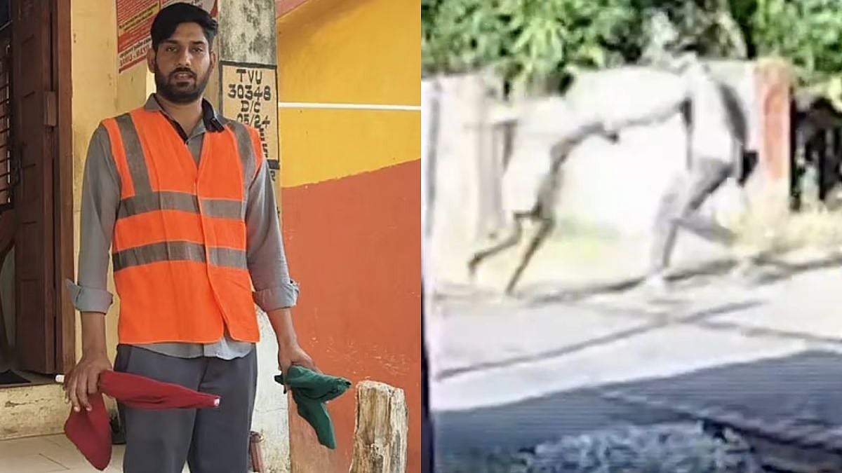 Railway Gatekeeper Risks Life To Save Man Seconds Before Train Arrives In Tamil Nadu; CCTV Goes Viral