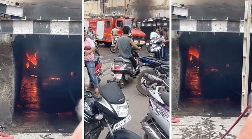 Moving Car Catches Fire Under Jabalpur Railway Underbridge; VIDEO Shows Taking U-Turn As Flames Rise